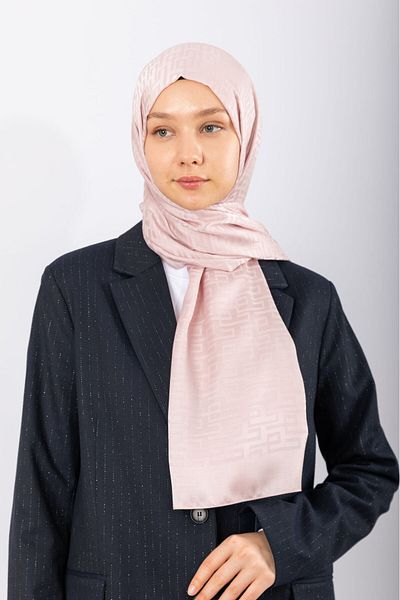 hijabchi Εισαγόμενο Silky Jacquard Geometric - Πούδρα