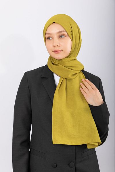 hijabchi Φυσικό Σάλι Κρεπ - Λαδί Πράσινο