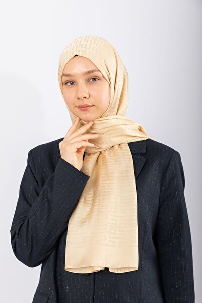 hijabchi Imported Silky Jacquard Geometric - Golden Yellow
