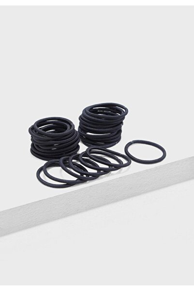 New Obsessions 24 Pieces Medium Thick Black Elastic No-Insert Rubber Buckle