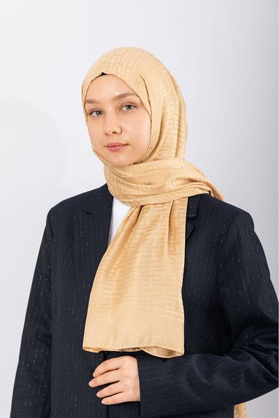 hijabchi Εισαγόμενο Silky Jacquard Geometric - Χρυσό