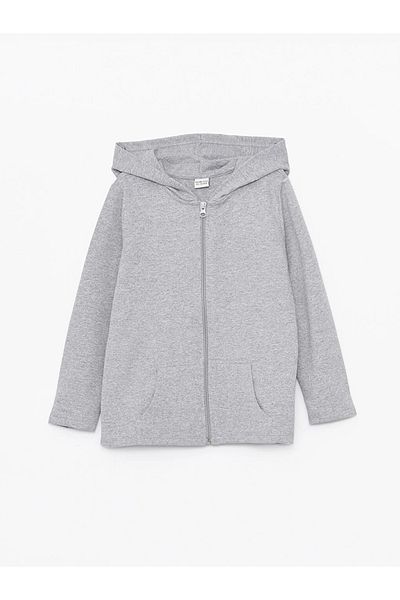 LC Waikiki LCW ECO Hooded Basic Long Sleeve Girl's Zip Sweatshirt