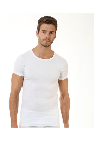 Öztaş Underwear 3 Pieces Men's Half Sleeve O Collar
