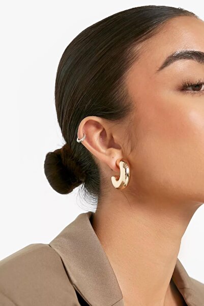 New Obsessions Kalın Boru Halka Küpe 30mm Altın Kaplama