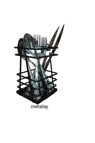 METALAY Μαύρο Σφυρήλατο Μεταλλικό Μαχαιροπήρουνο - Πάγκος 1 Τεμάχιο