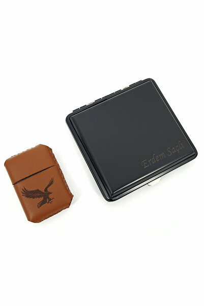 SürLaz El Yapımı Deri Kılıflı Benzinli Çakmak İsme Özel & Ergonomik Tabaka 2'li Set