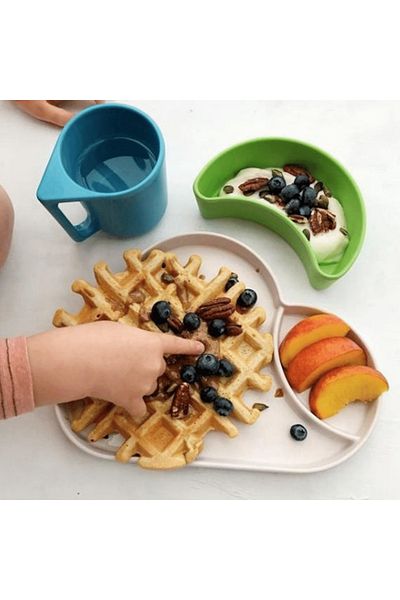 DODDL Indigo and 3-Piece Bamboo Set - Fork Spoon Knife Set Supporting Accessory Food Blue /Green