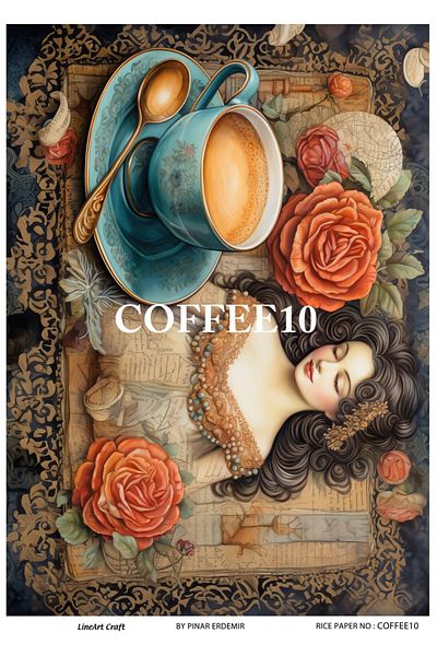LİNEART Lineart Brass Decopage Paper COFFEE10 29x42cm