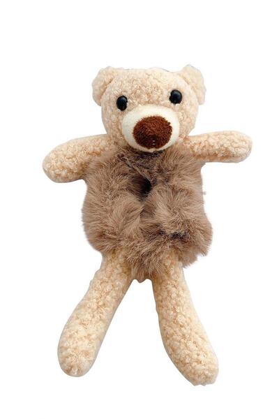 New Obsessions Teddy Bear Fur Bagel Buckle with Plush Teddy Bear