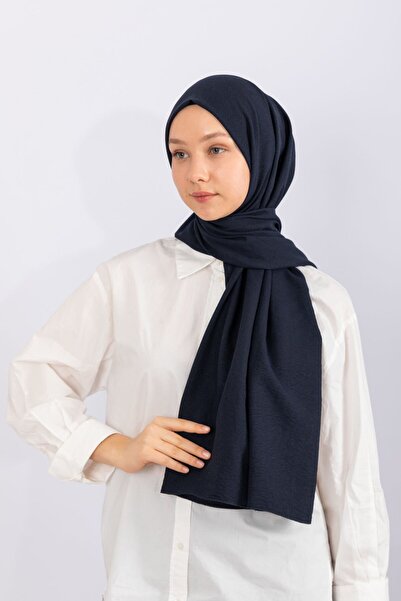 hijabchi شال قطني - أزرق داكن داكن