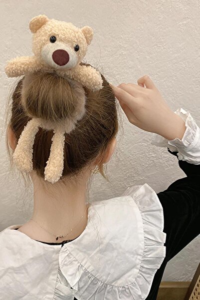 New Obsessions Teddy Bear Fur Bagel Buckle with Plush Teddy Bear