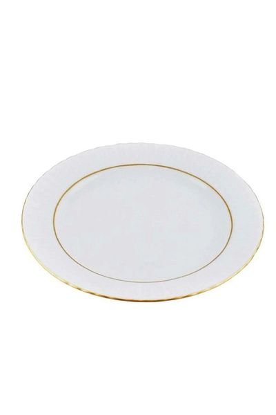 FAYA HOME Güral Porcelain Mother of Pearl Gilded 20 cm Plain Serving Dessert Plate - 12 Pieces