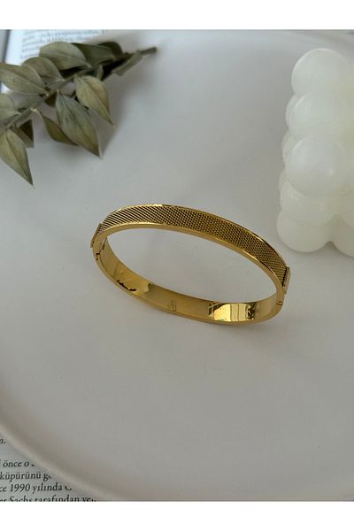 HERCY Wicker Model Gold Color Imported Stainless Steel Handcuff Bracelet
