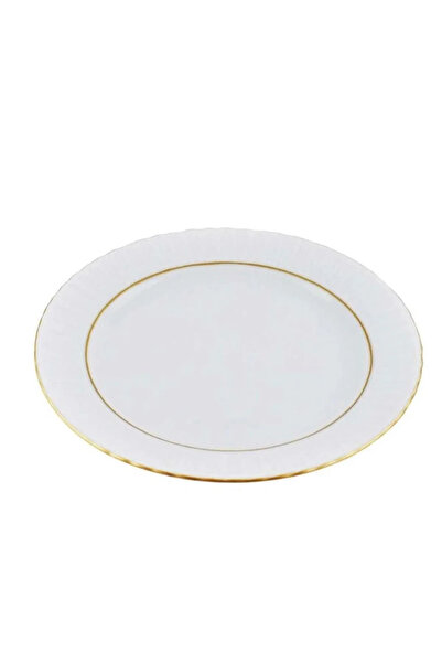 FAYA HOME Güral Porcelain Mother of Pearl Gilded 16 cm Plain Serving Dessert Plate - 12 Pieces