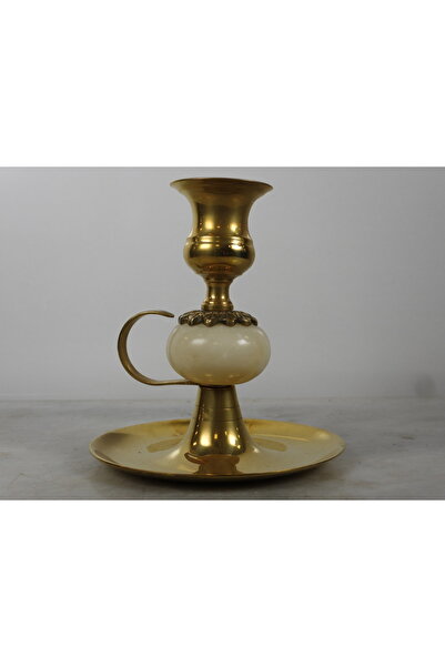 aliscoppershop Pirinç Mermerli El Şamdanı