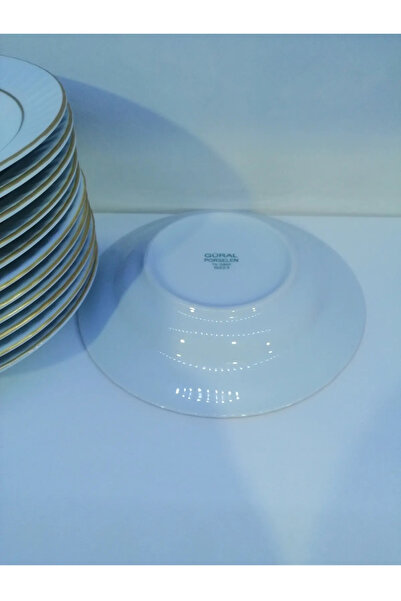 FAYA HOME Güral Porcelain Mother of Pearl Gilded 19 cm Pit Dinner Plate - 12 Pieces