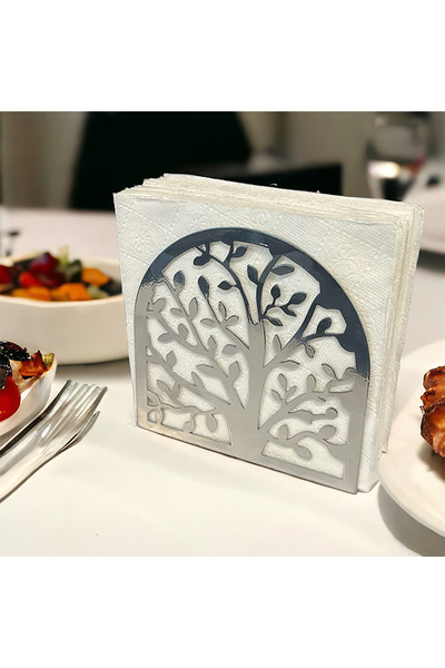 decorelax Hayat Ağacı Temalı Gümüş Metal Peçetelik