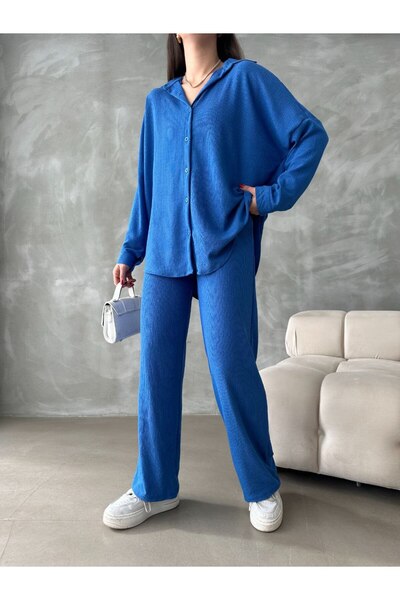 Brood Set cămașă-pantaloni cu mânecă lungă supradimensionată din țesătură Bür...