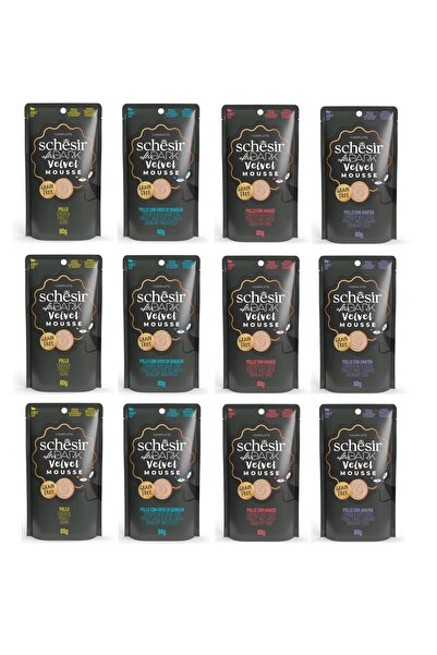 Schesir After Dark 4 Çeşit Karma Pouch Mousse Kedi Yaş Mama 80 Gr. X 12 Adet