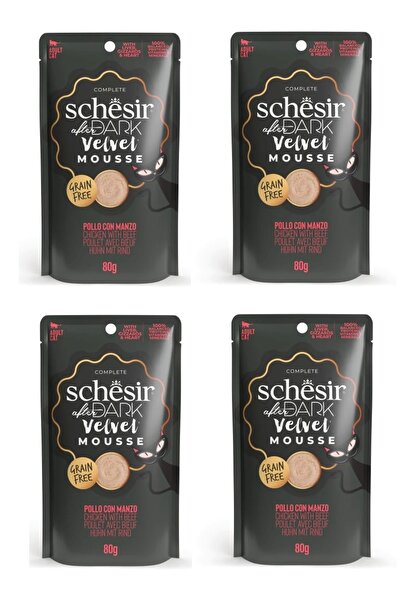 Schesir After Dark Tavuk ve Sığır Etli Pouch Mousse Kedi Yaş Mama 80 Gr. X 4 ...