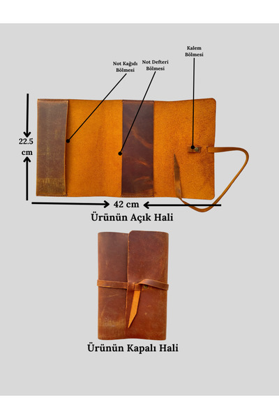 Leather Anatolia El Yapımı Hakiki Deri A5 Ajanda Defter Kitap Kılıfı