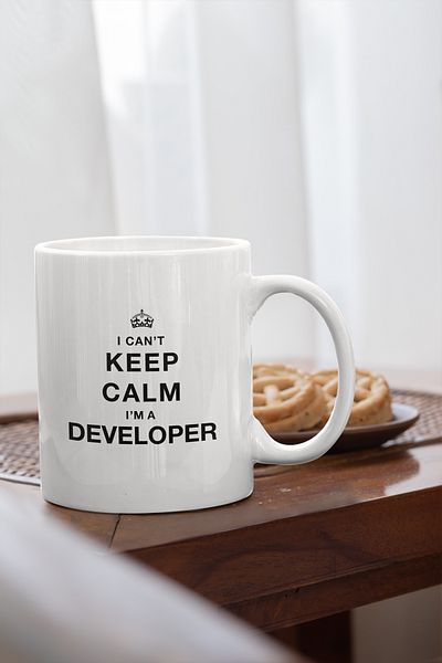qoeuyl boutique كوب مطبوع عليه عبارة "I Can't Keep Calm I'm Developer
