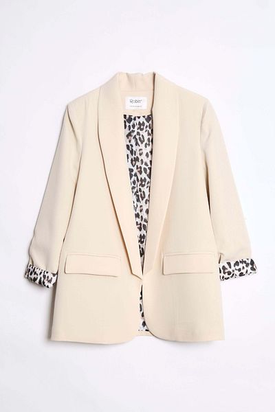 Robin Rayne Cuffs Blazer Jacket with Leopard Pattern