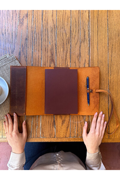 Leather Anatolia El Yapımı Hakiki Deri A5 Ajanda Defter Kitap Kılıfı