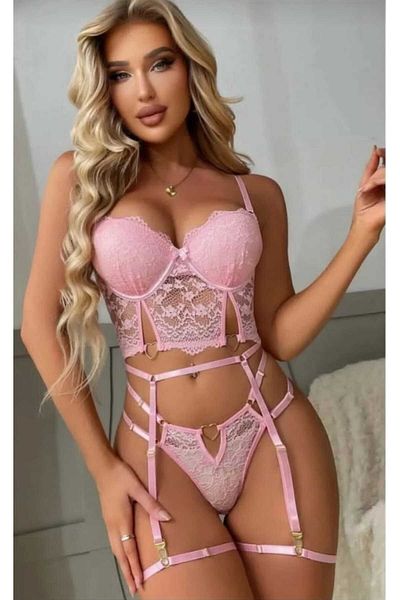 artemisya Σετ Bustier Fancy με δαντελωτές καλτσοδέτες