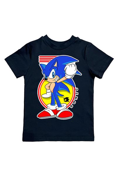 Sonic Детска лятна тениска - щампа, пениран памук