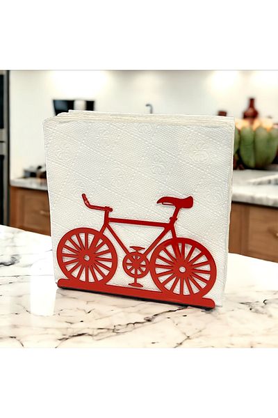 decorelax Bicycle Themed Red Metal Napkin Holder