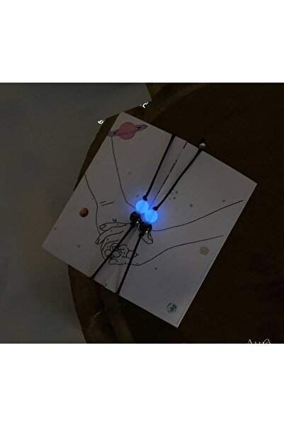 MADEFORYOUU Karanlıkta Parlayan Manyetik Doğaltaş Çift Bileklik / Sevgili Bil...