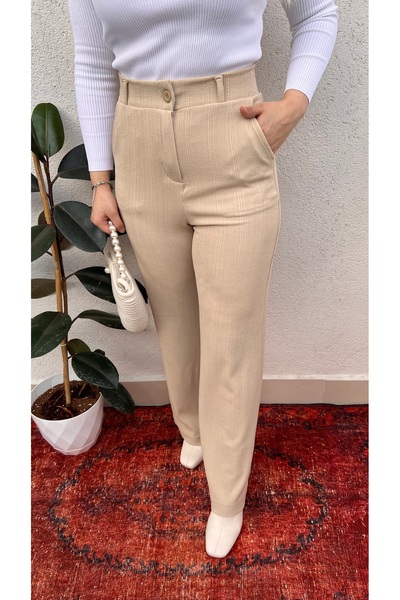 ElitWear Kadın Desenli Kemerli Pantolon