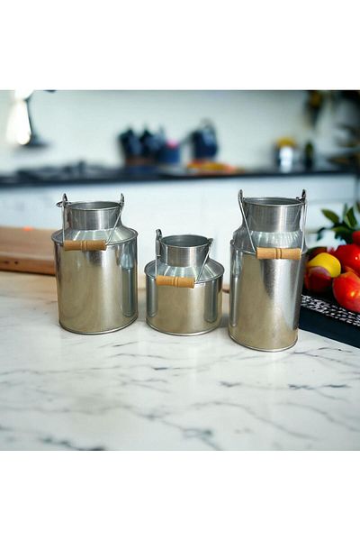 LUCKYHOMES Galvaniz Country Style Milk Mug - Decorativ și rezistent la rugină, set de 3
