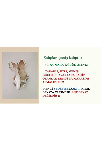LİNEER Kadın Sedef Kırık Beyaz Taşlı Gelin Babet