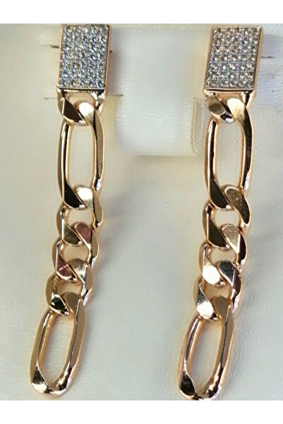 Sonat Collection Yeni Sezon Xuping Vip Seri Zirkon Taşlı Rose Gold Zincir Çelik Küpe