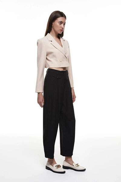 Quzu High Waist Trousers with Button Detail on the Leg