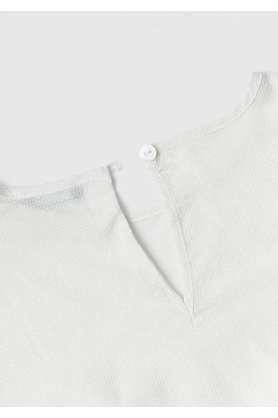 United Colors of Benetton Κρεμ κοριτσίστικη μπλούζα - Μπροστινή λεπτομέρεια γραβάτας