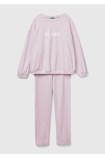 United Colors of Benetton Dried Rose Slogan Women's Pajama Set