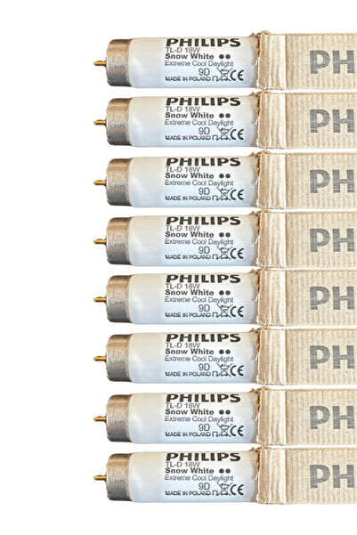 Philips 18W Snow White 12000K Beyaz Işık G13 Duylu Floresan 8 Adet