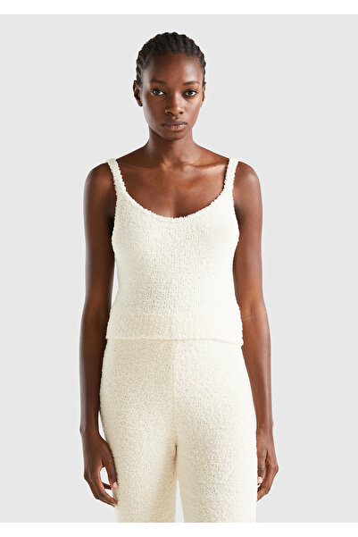 United Colors of Benetton Women's Cream Crop Knitwear Athlete