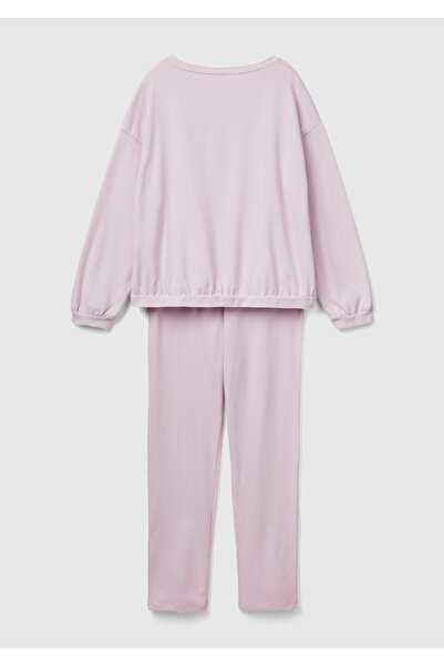 United Colors of Benetton Kadın Gül Kurusu Slogan Baskılı Pijama Takımı