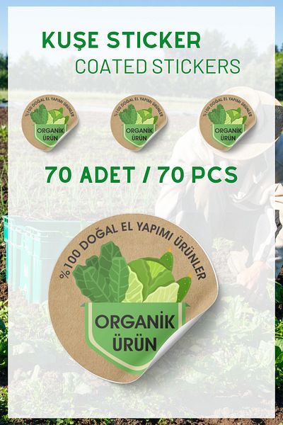 Netsan Etiket Natural Product Themed 70 Pieces 4cm Adhesive Labels
