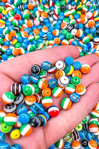 Ebruli Boncuk 8 mm Mix Colorate Rotunde Mărgele Acrilice 100 Bucăți Mărgele p...