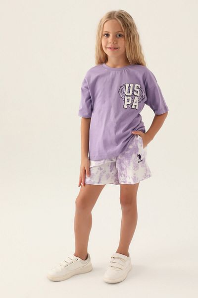 U.S. Polo Assn. Set pantaloni scurți violet pentru fete