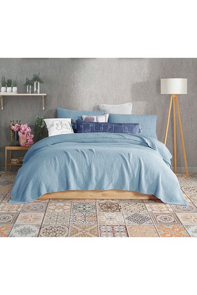 destinyhometex Hawaii Blue 4 straturi muselină multiplă 100% bumbac King Size fără franjuri 260x240cm