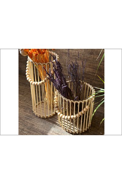 DEKOLOBİ Σετ φαναριών 2 μεγεθών Bamboo Stick - Κηροπήγιο Χειροποίητο