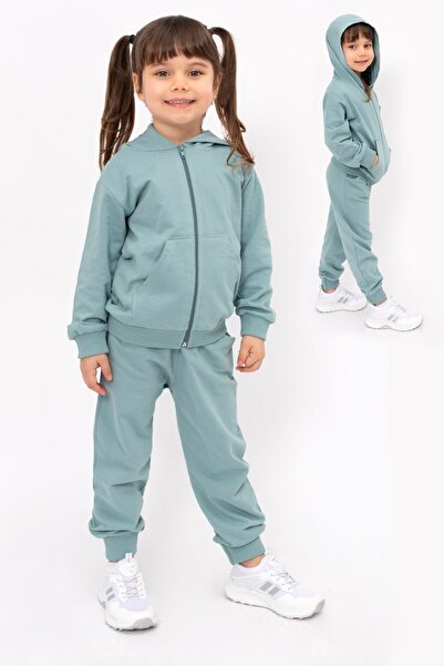 Bubito Unisex Children's Hooded 100% Cotton 2-Piece Set (1-7 Years) - Green