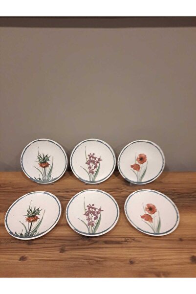 Keramika طبق كيك كيراميكا 20 سم 6 قطع زهور أنادولية