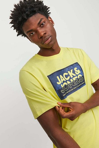 Jack & Jones Men's Jcologan Print Detailed Crew Neck T-Shirt12253442 Yellow